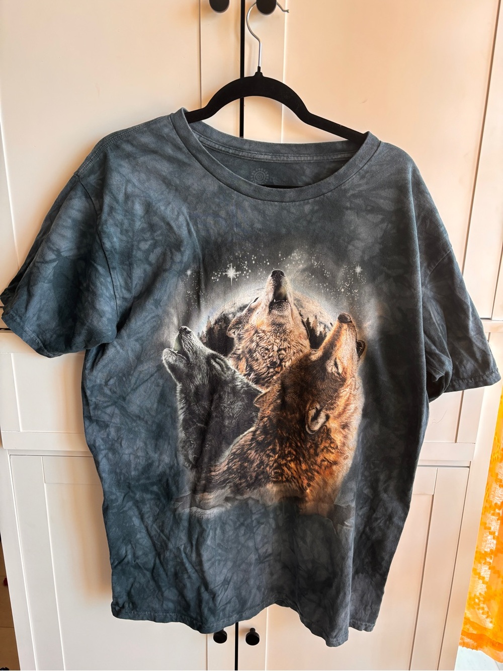 The Mountain Charcoal Gray Three Wolves Graphic Tee - Women's Short Sleeve